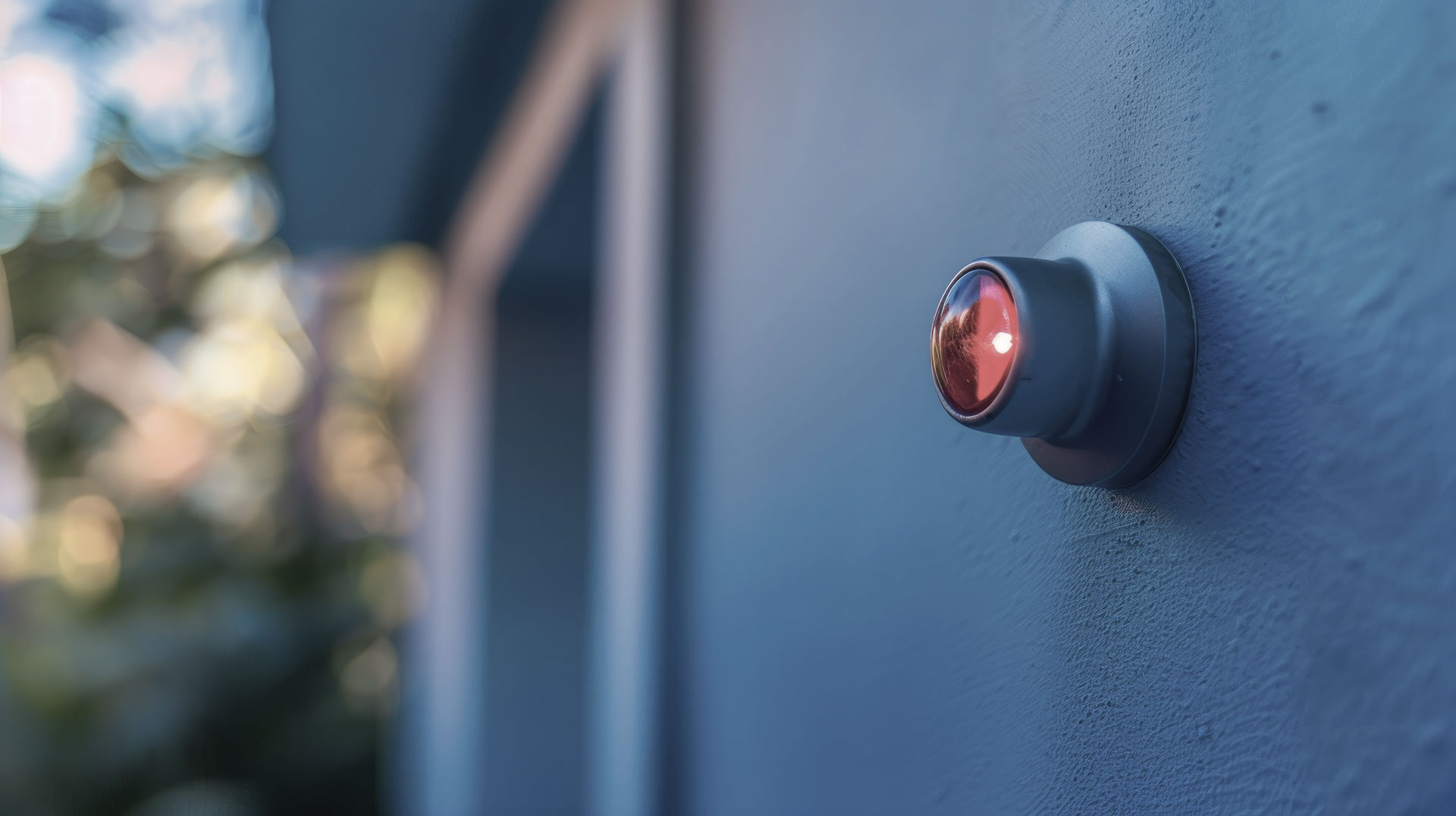 rote Alarmlampe an der Außenwand eines Gebäudes